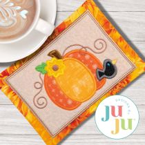 ITH Chunky Pumpkin And Bird Mug Rug | Machine Embroidery Designs by JuJu