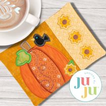 ITH Chunky Pumpkin And Sunflowers Mug Rug | Machine Embroidery Designs by JuJu
