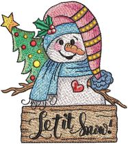 Let Is Snow Whimsy Snowman | Machine Embroidery Designs by JuJu