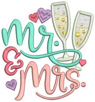 Mr and Mrs Word Art Machine Embroidery Designs by JuJu