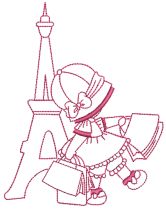 Paris Sunbonnets Redwork Machine Embroidery Designs by JuJu