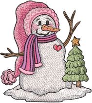 Pine Tree Hat Scarf Snowman | Machine Embroidery Designs by JuJu
