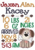 Puppy Birth Announcement Template Machine Embroidery Designs by JuJu
