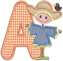 Scarecrow Boy Applique Alphabet | Machine Embroidery Designs by JuJu