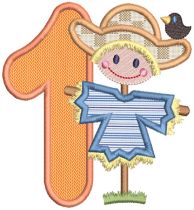 Scarecrow Boy Applique Numbers | Machine Embroidery Designs by JuJu