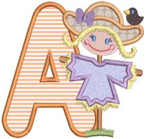 Scarecrow Girl Applique Alphabet | Machine Embroidery Designs by JuJu