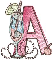 Sketchy Cocktail Alphabet | Machine Embroidery Designs by JuJu