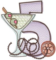 Sketchy Cocktail Numbers | Machine Embroidery Designs by JuJu