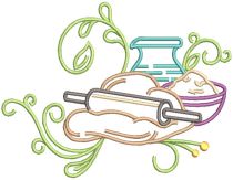 Swirly Kitchen 3 Machine Embroidery Designs by JuJu
