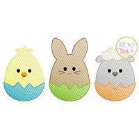 Egg Shaped Trio Boy Sketch Embroidery | Machine Embroidery Designs by JuJu