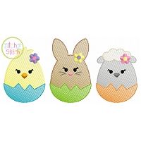 Egg Shaped Trio Girl Sketch Embroidery | Machine Embroidery Designs by JuJu