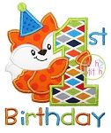 First Birthday Fox Applique | Machine Embroidery Designs by JuJu