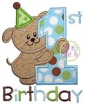 First Birthday Puppy Applique | Machine Embroidery Designs by JuJu