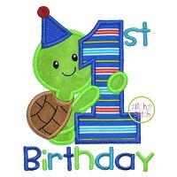 First Birthday Turtle Applique | Machine Embroidery Designs by JuJu