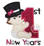 First New Year's Girl Applique | Machine Embroidery Designs by JuJu