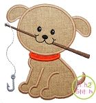 Fishing Puppy Applique | Machine Embroidery Designs by JuJu