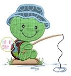 Fishing Turtle Applique | Machine Embroidery Designs by JuJu