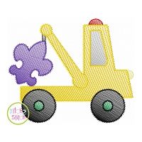 Fleur de Lis Tow Truck Sketch | Machine Embroidery Designs by JuJu