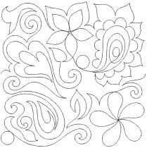 Flower Power Paisley 1 End-to-End Quilting Embroidery Design | Machine Embroidery Designs by JuJu