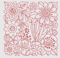 Free Redwork Garden Block Machine Embroidery Designs by JuJu