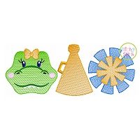 Gator Cheer Trio Sketch Embroidery | Machine Embroidery Designs by JuJu