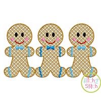 Gingerbread Boy Trio Motif Embroidery | Machine Embroidery Designs by JuJu