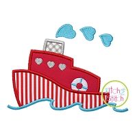 Heart Boat Applique | Machine Embroidery Designs by JuJu