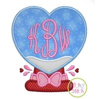 Heart Snow Globe Applique Design | Machine Embroidery Designs by JuJu