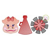 Hog Cheer Trio Sketch Embroidery | Machine Embroidery Designs by JuJu
