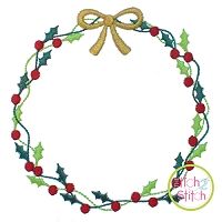 Holly Wreath Embroidery | Machine Embroidery Designs by JuJu