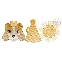 Hound Dog Cheer Trio Sketch Embroidery | Machine Embroidery Designs by JuJu