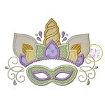 Unicorn Horn with Mardi Gras Mask Applique | Machine Embroidery Designs by JuJu