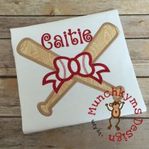 Baseball Bats Bow Applique