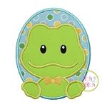 Oval Frog Boy Applique | Machine Embroidery Designs by JuJu