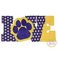 Paw Print Love 2 Bean Applique | Machine Embroidery Designs by JuJu