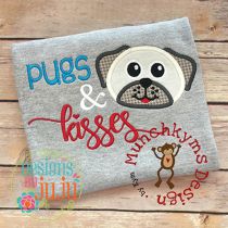 Pugs And Kisses Boy | Machine Embroidery Designs by JuJu