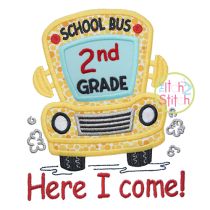 School Bus Grades 2nd Applique | Machine Embroidery Designs by JuJu