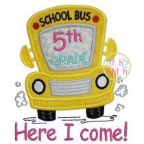School Bus Grades 5th Applique | Machine Embroidery Designs by JuJu