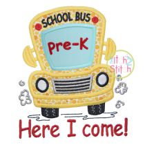 School Bus Grades Pre-K Applique | Machine Embroidery Designs by JuJu