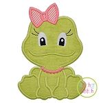 Sitting Frog Girl Applique | Machine Embroidery Designs by JuJu
