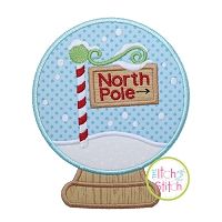 Snow Globe North Pole Applique | Machine Embroidery Designs by JuJu
