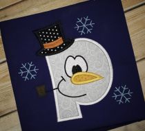 Snowman Applique Alphabet Machine Embroidery Designs by JuJu
