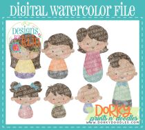 Nice Tan Family Member Multipack Digital Watercolor PNG File