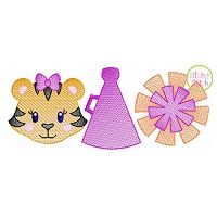 Tiger Cheer Trio Sketch Embroidery | Machine Embroidery Designs by JuJu
