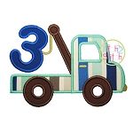 Tow Truck Number 3 Applique | Machine Embroidery Designs by JuJu