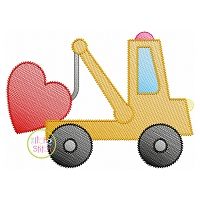 Tow Truck Heart Sketch | Machine Embroidery Designs by JuJu