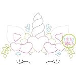 Unicorn Horn with Hearts Bean Embroidery | Machine Embroidery Designs by JuJu