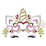 Unicorn Horn with Hearts Embroidery | Machine Embroidery Designs by JuJu