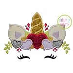 Unicorn Horn with Hearts Applique | Machine Embroidery Designs by JuJu