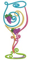 Whimsical Wine Glasses Machine Embroidery Designs by JuJu